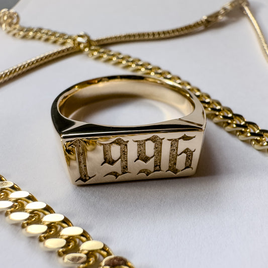 Custom Year Signet Gold