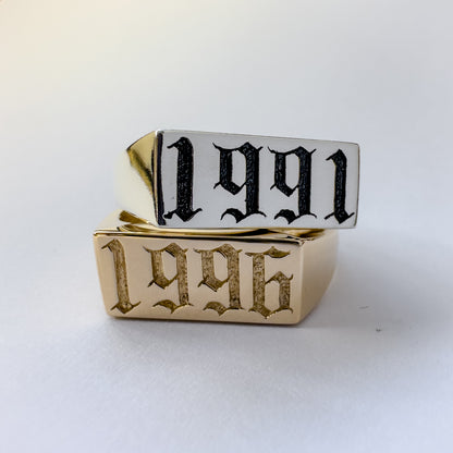 Custom Year Signet Gold