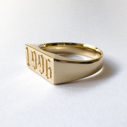 Custom Year Signet Gold